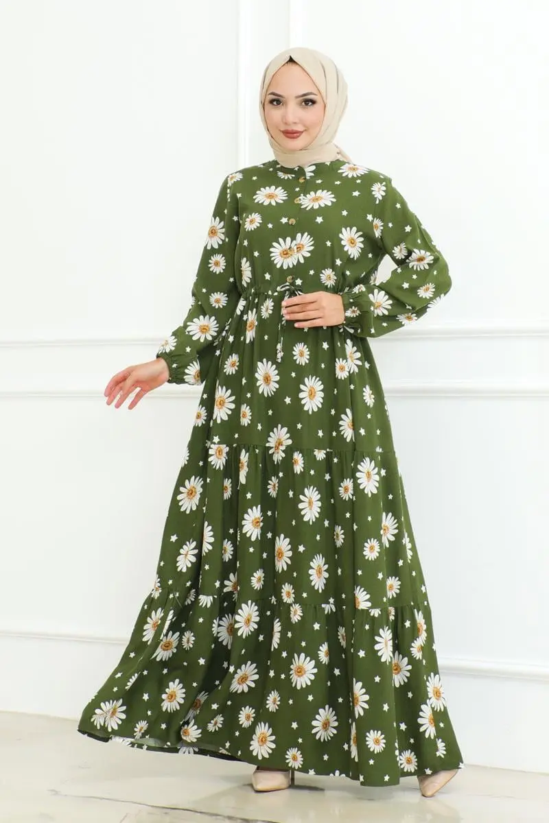 Daisy Patterned Hijab Dress-detail