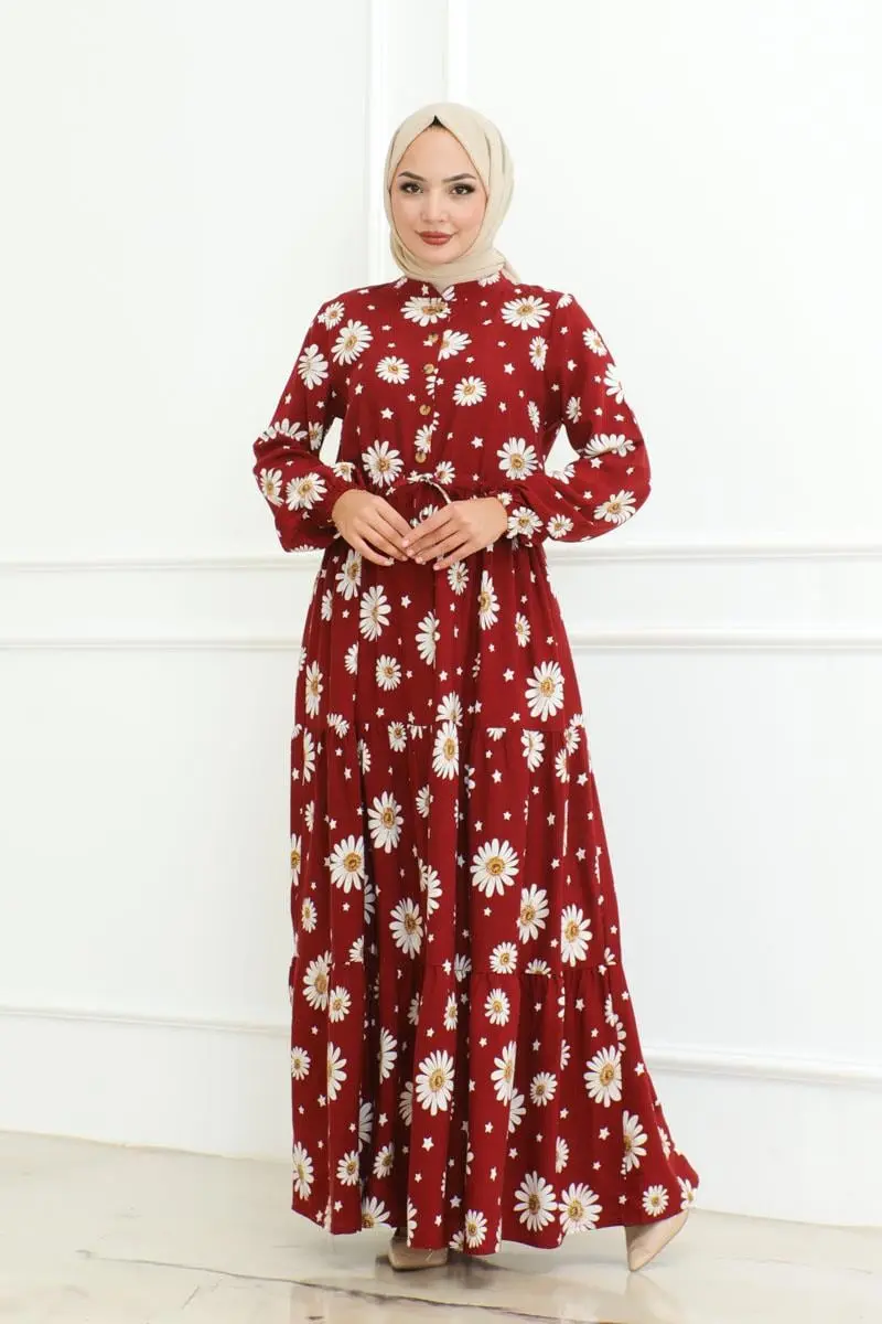 Daisy Patterned Hijab Dress-detail