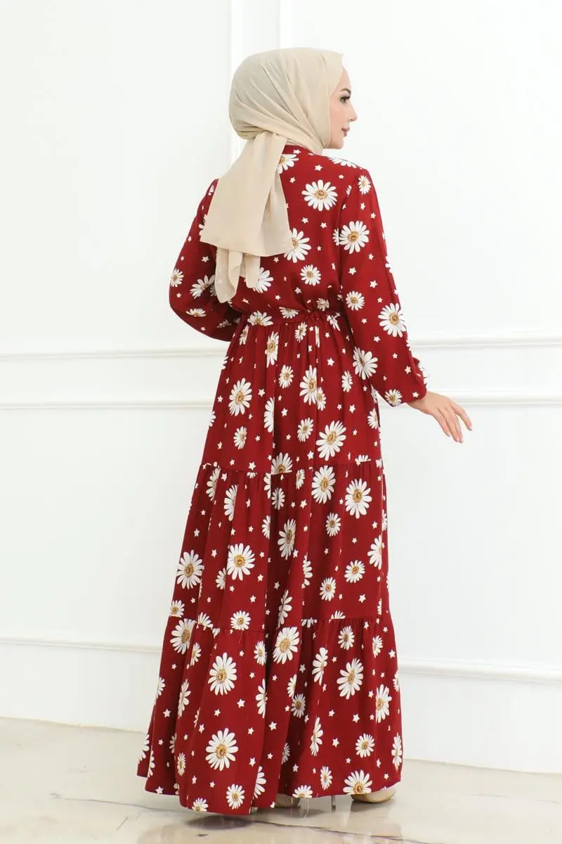 Daisy Patterned Hijab Dress-detail