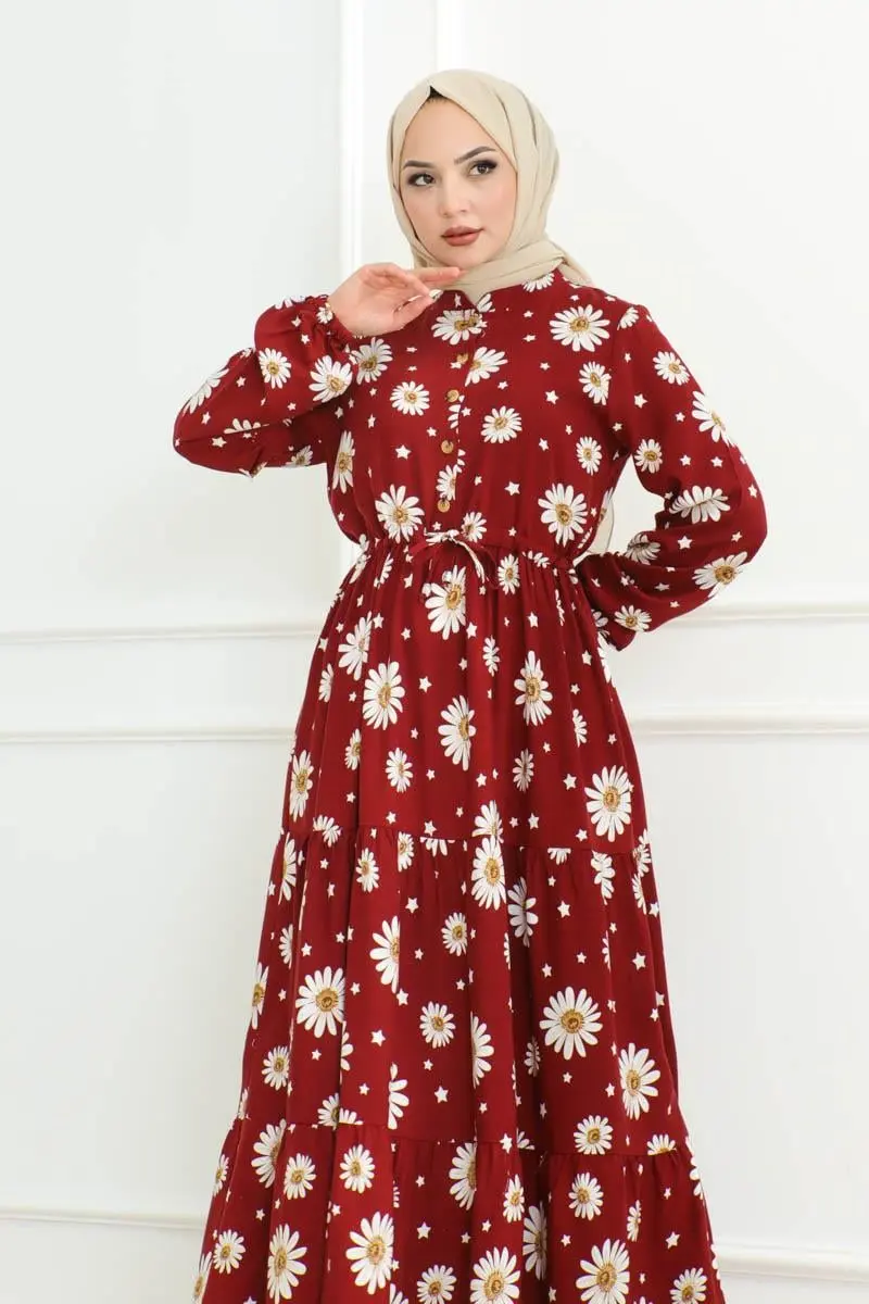 Daisy Patterned Hijab Dress-detail