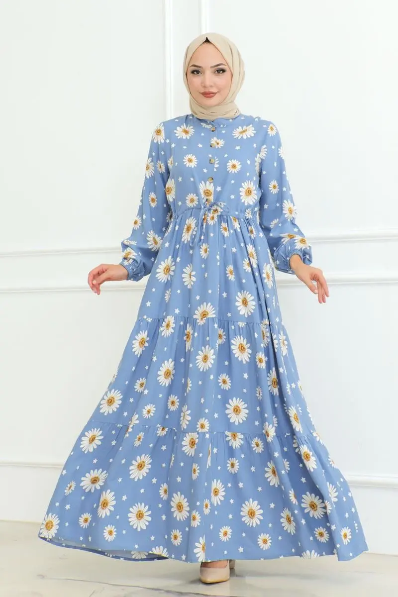 Daisy Patterned Hijab Dress-detail