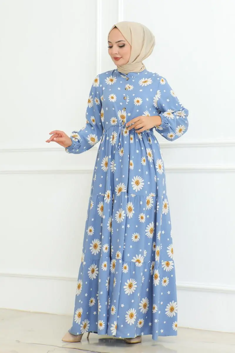 Daisy Patterned Hijab Dress-detail