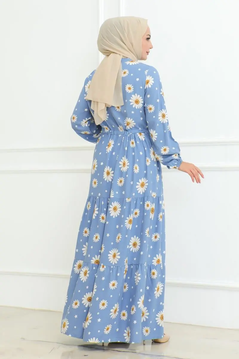 Daisy Patterned Hijab Dress-detail