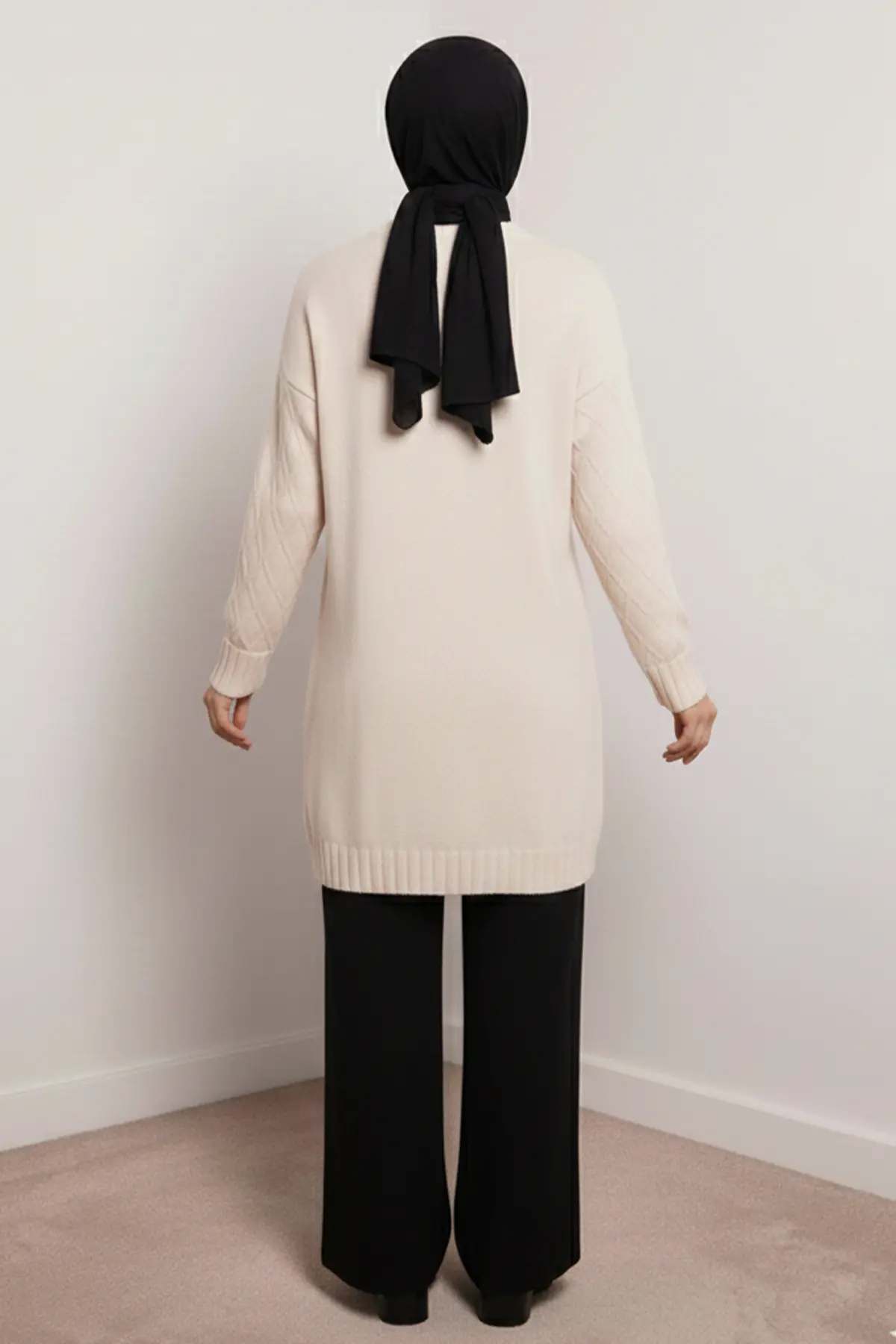 Parçalı Örgü Desen Triko Takım-detail