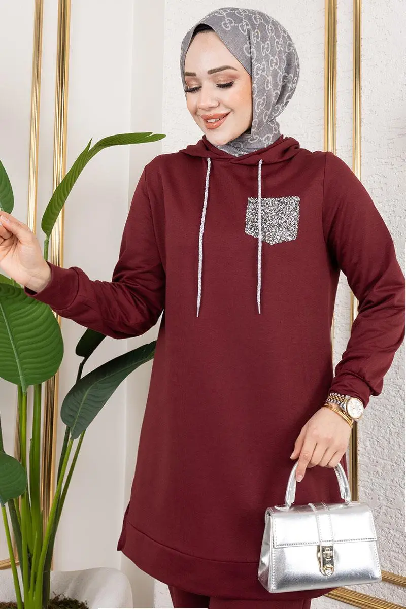 Parıltı Detaylı Spor Takım Bordo-detail