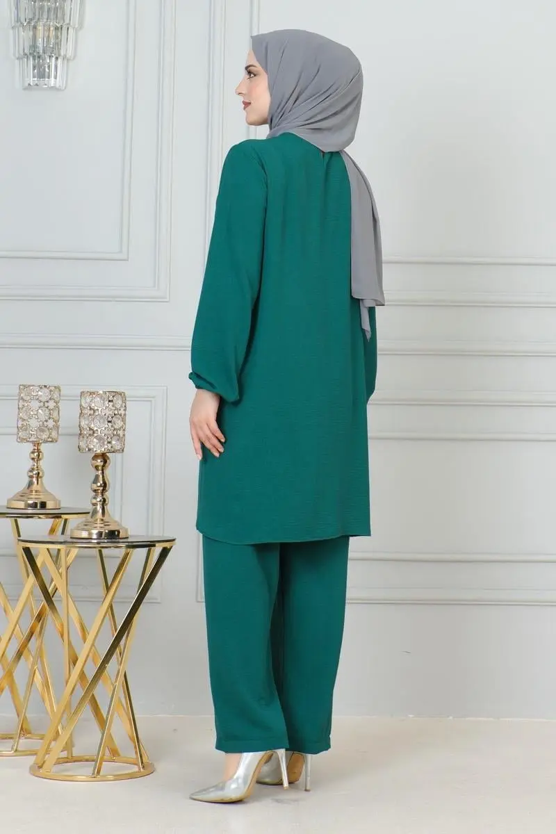 Payet Detaylı Tesettür Takım Yeşil-detail