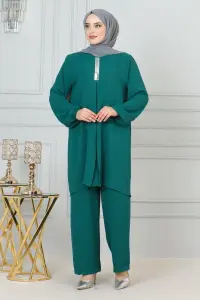 Payet Detaylı Tesettür Takım Yeşil