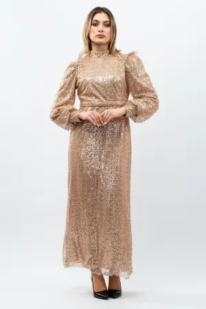 Sequined Evening Dress Gold