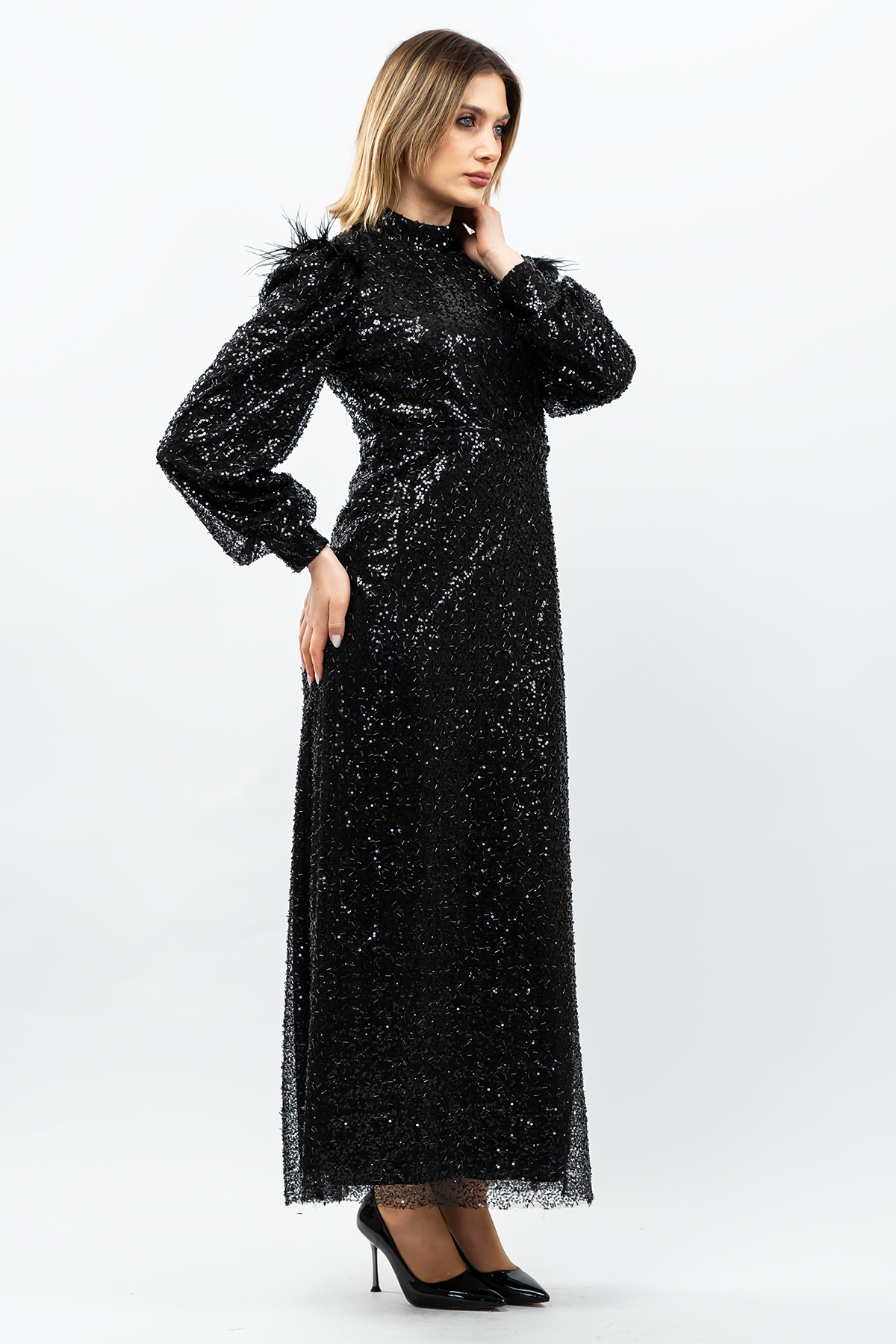 Sequined Evening Dress Black