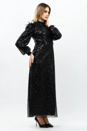 Sequined Evening Dress Black
