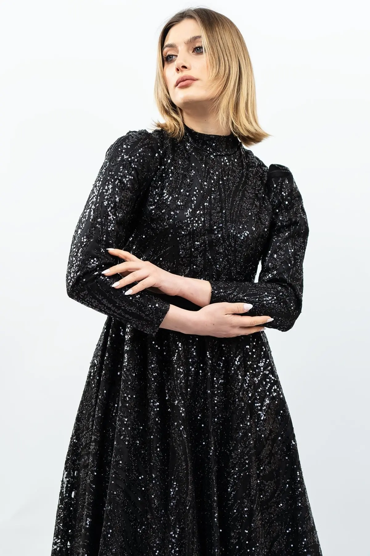 Payetli Prenses Model Abiye Elbise-detail