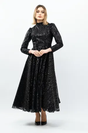 Sequined Princess Model Evening Dress