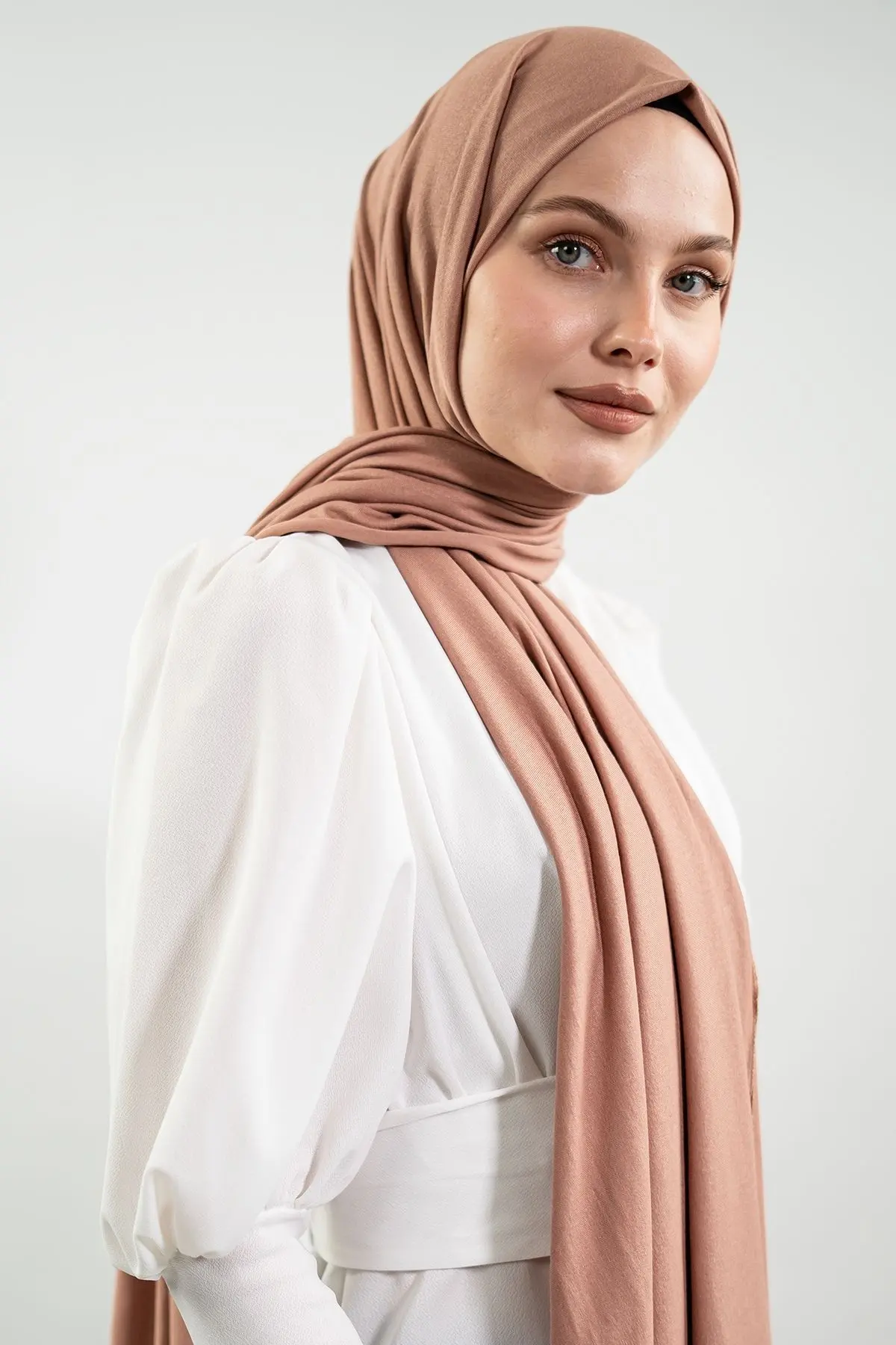 Jersey Light Brown Shawl-detail