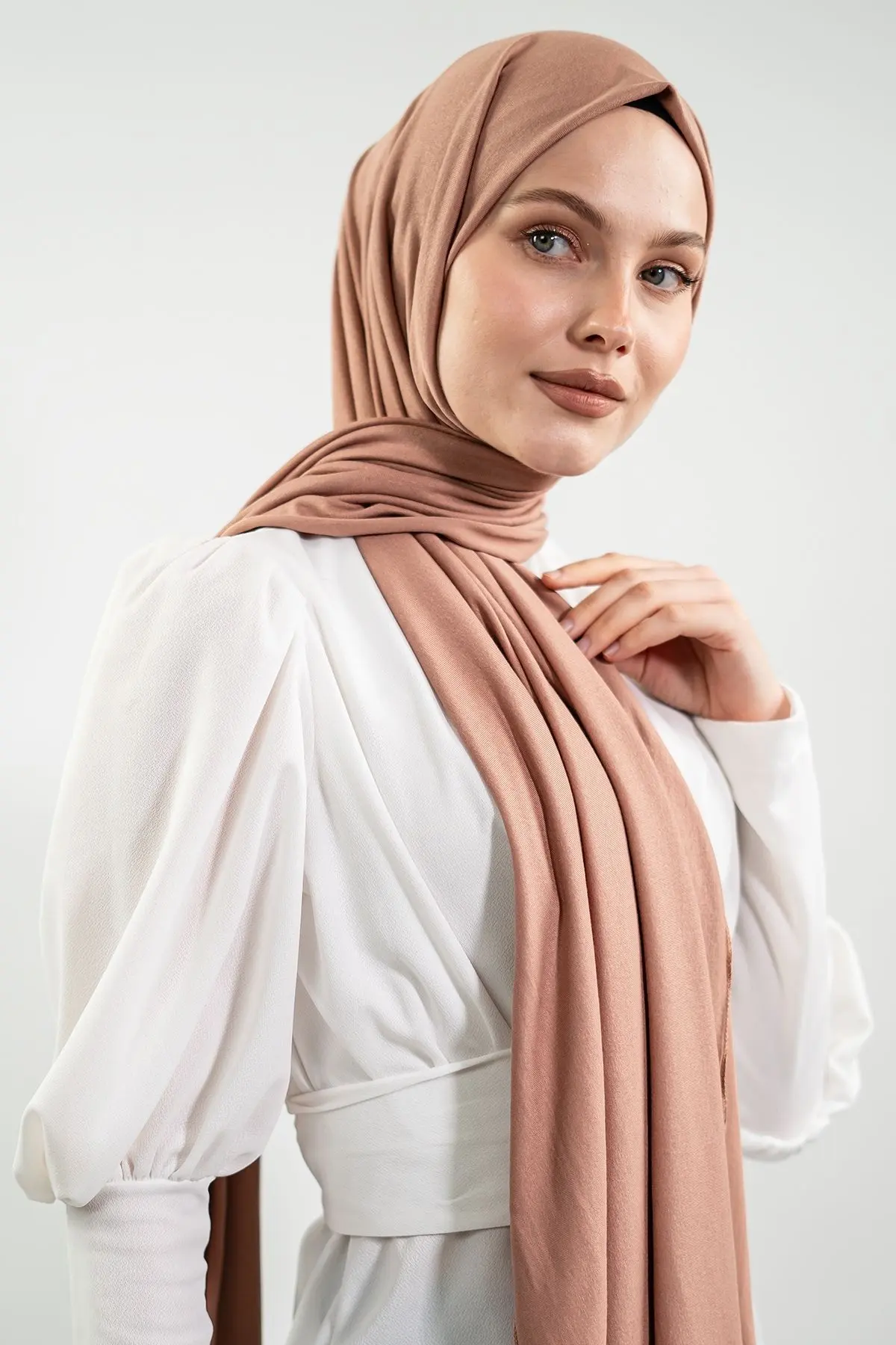 Jersey Light Brown Shawl-detail