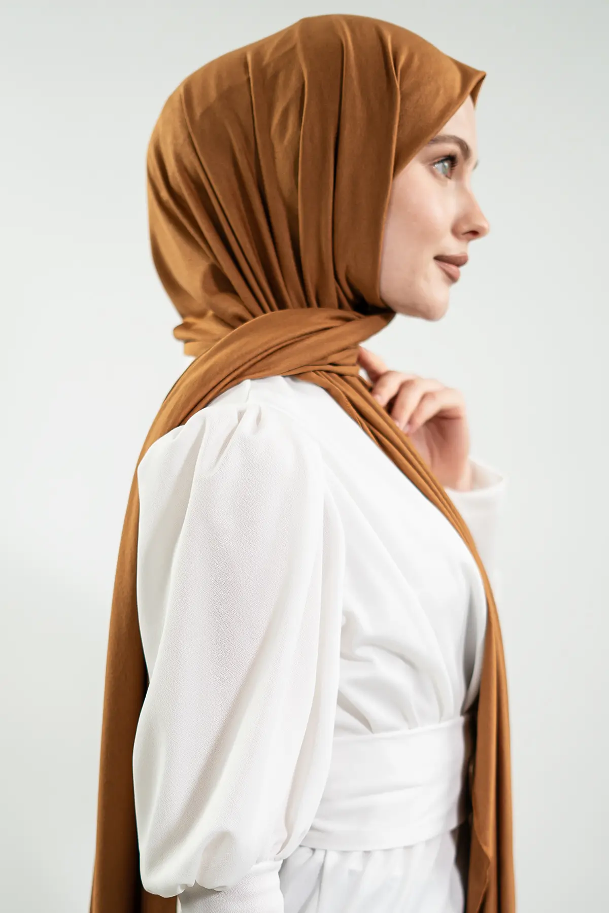 Jersey Light Brown Shawl-detail