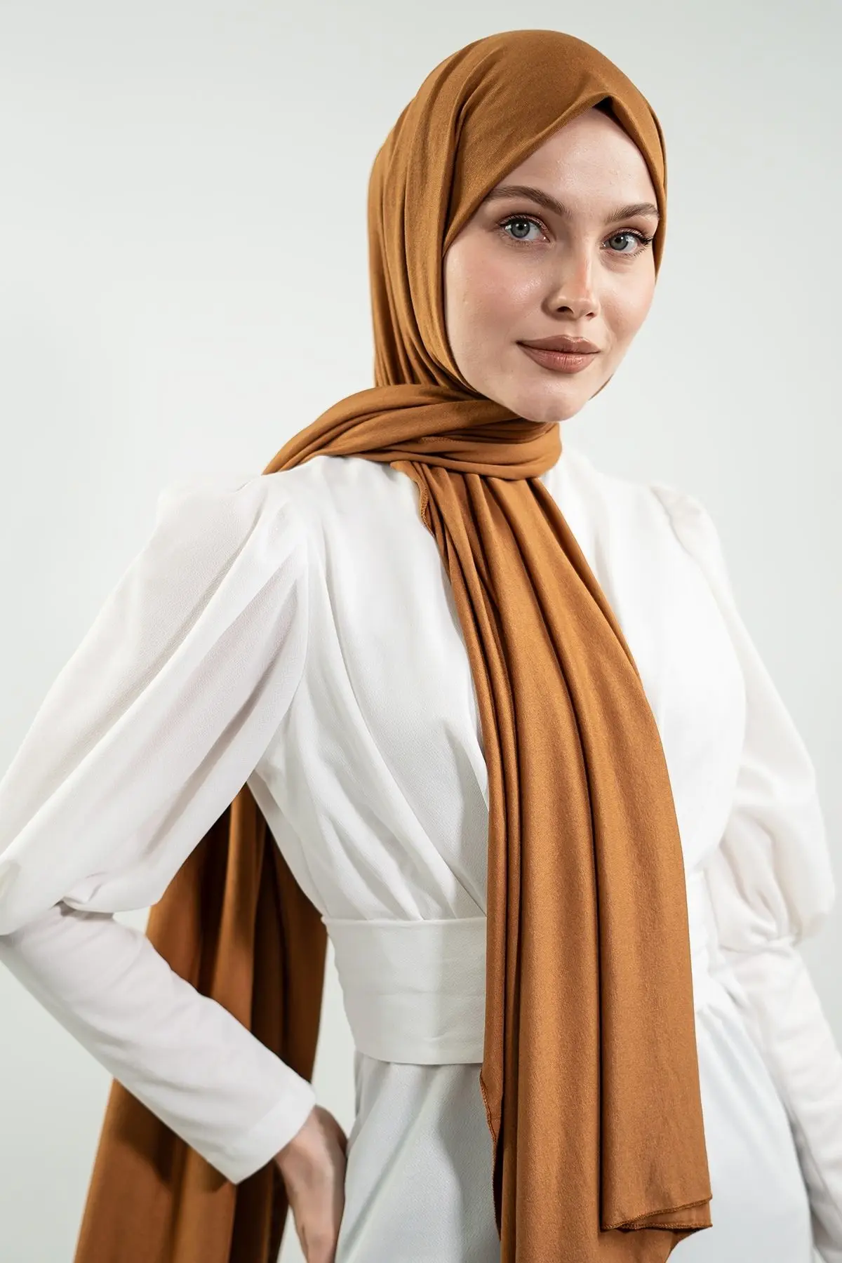 Jersey Light Brown Shawl-detail