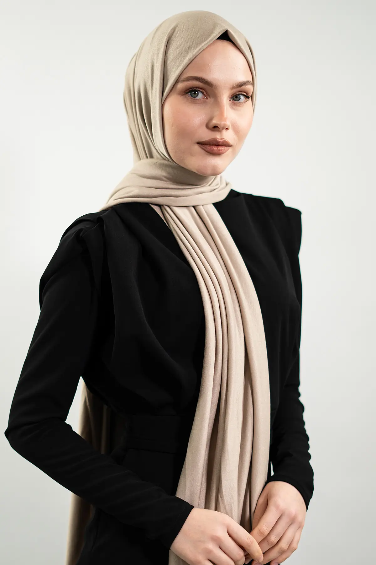 Penye Açık Vizon Şal-detail