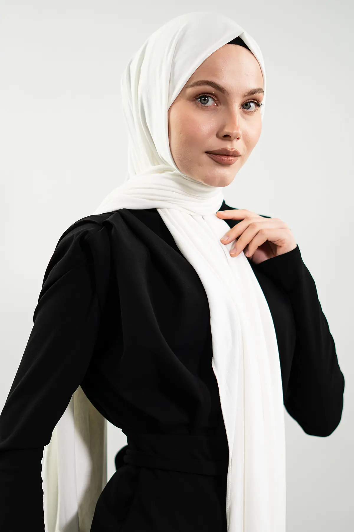 Penye Beyaz Şal-detail