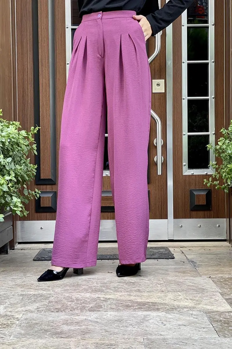 Pileli Aerobin Bol Paça Pantolon-detail