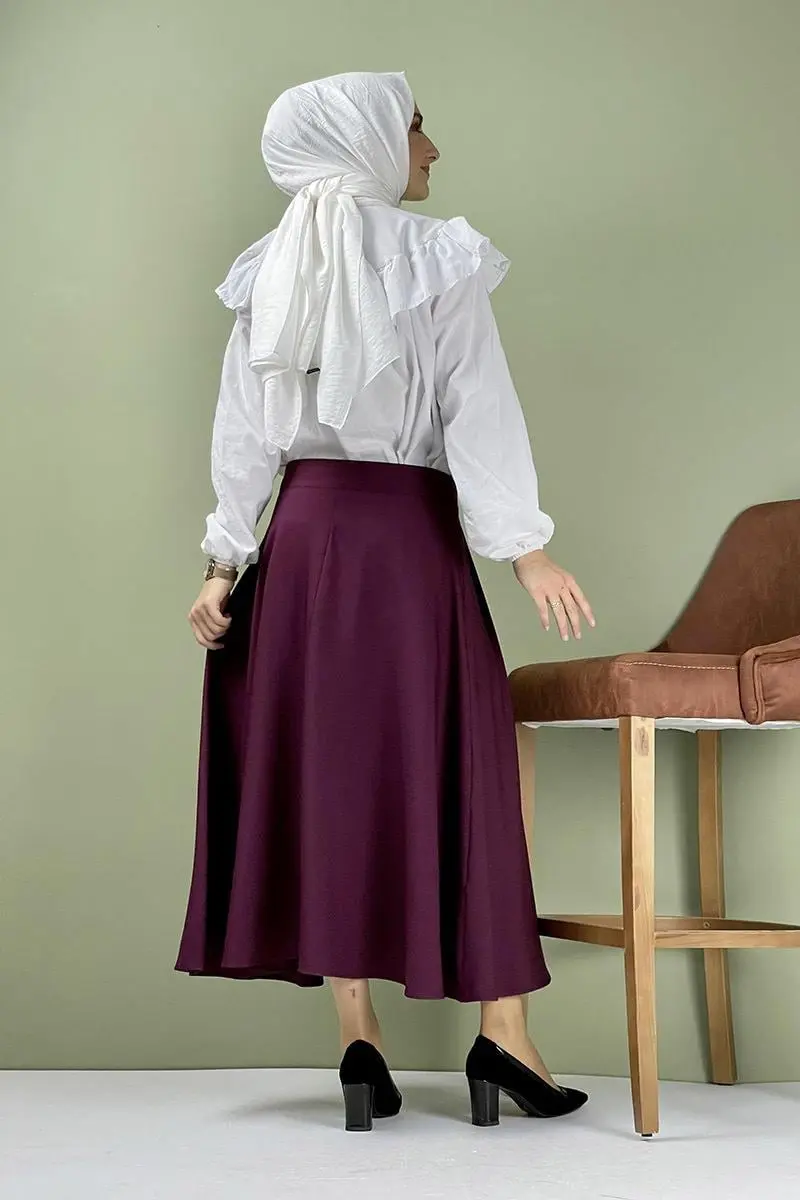 Pileli Etek Bordo-detail