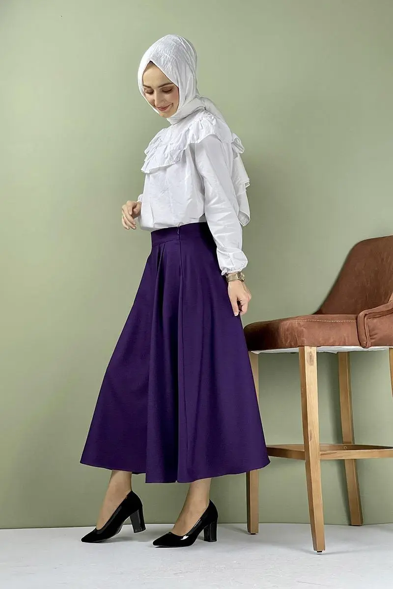 Pileli Etek Mor-detail