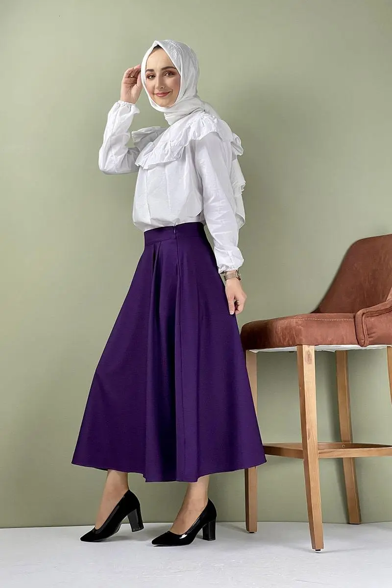 Pileli Etek Mor-detail