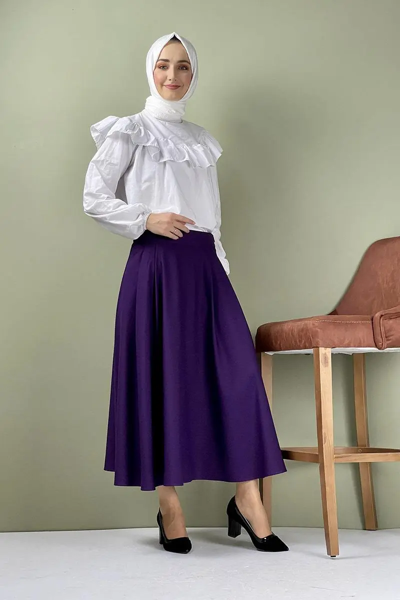 Pileli Etek Mor-detail