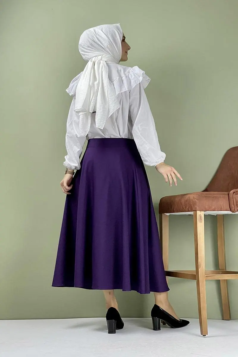 Pileli Etek Mor-detail