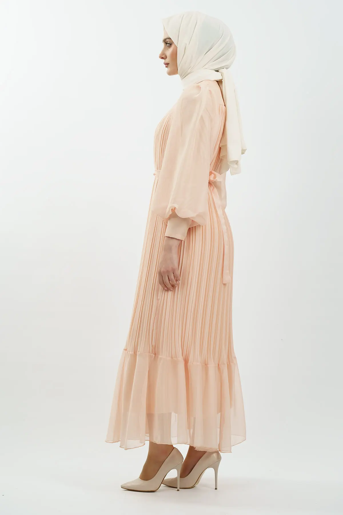 Pleated Janjan Evening Dress-detail