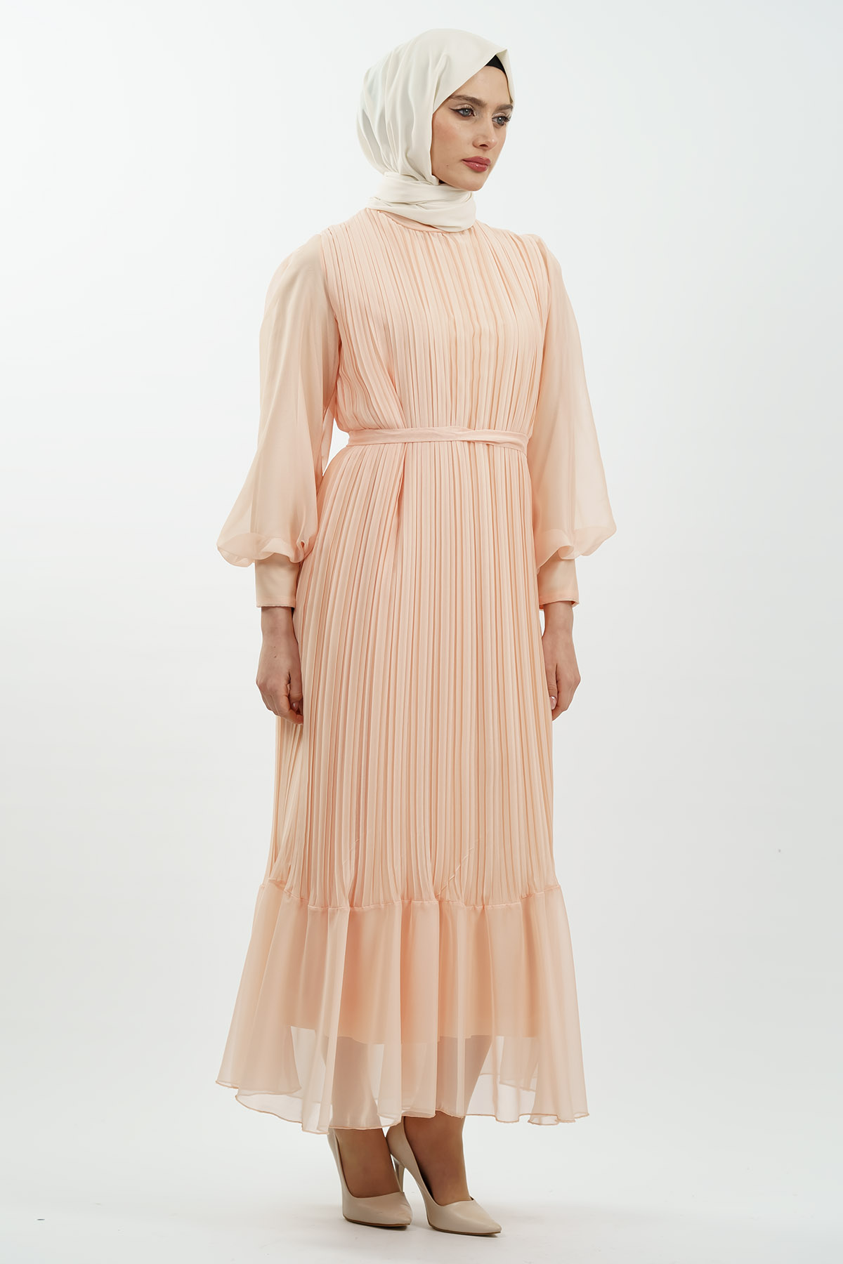 Pleated Janjan Evening Dress