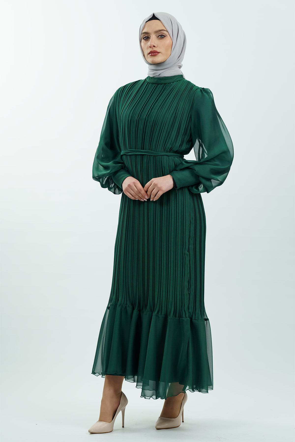 Pleated Janjan Evening Dress