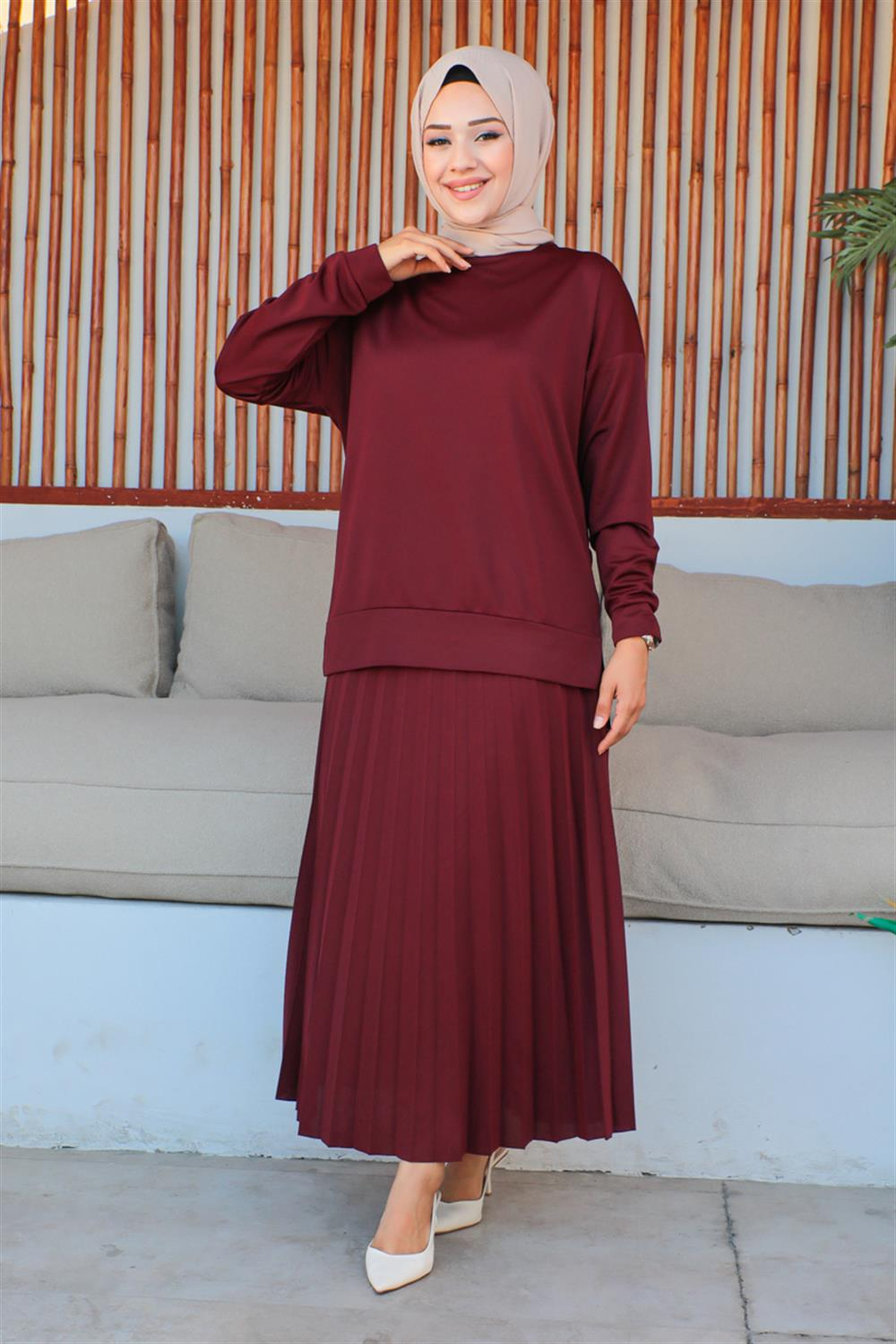 Pleated Skirt Sports Suit