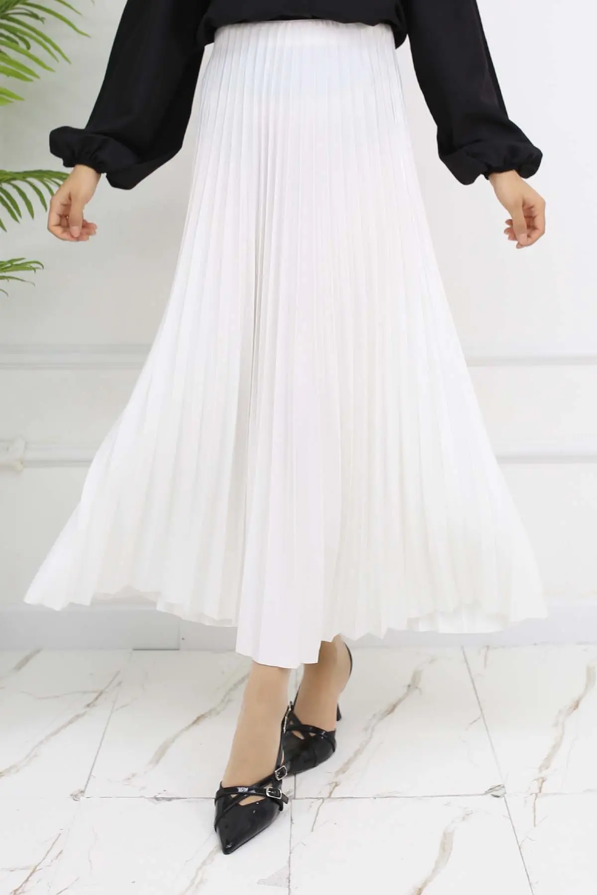 Piliseli Etek Beyaz 4560-detail