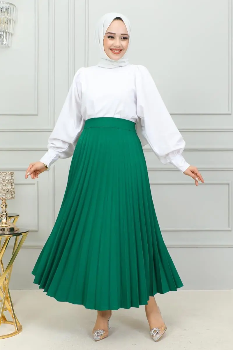 Piliseli Etek Zümrüt Yeşili-detail