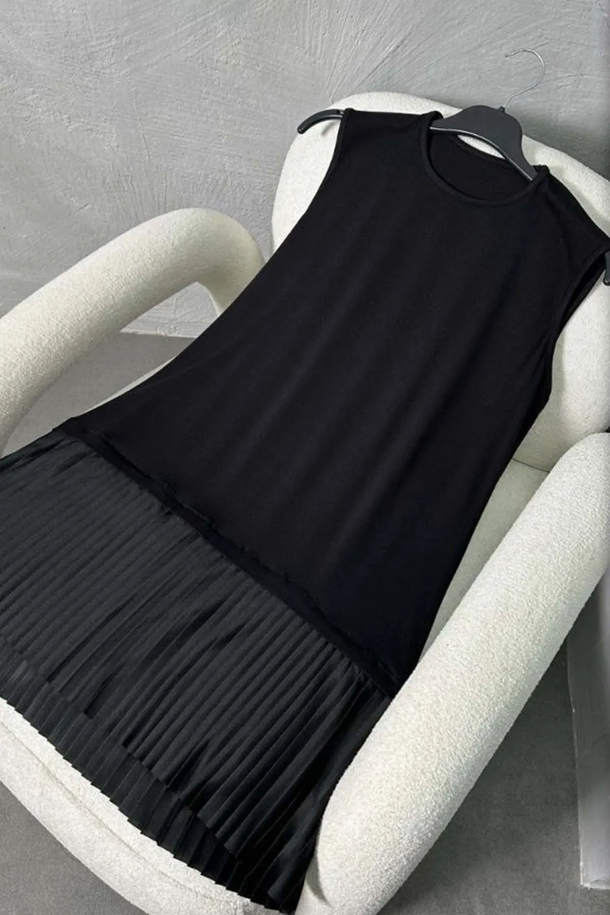 Piliseli Kolsuz Penye Içlik Tunik-detail