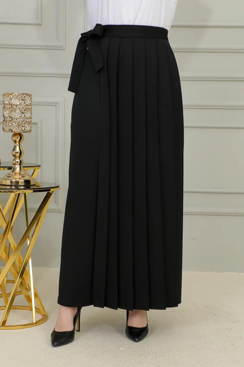 Piliseli Pantolon Etek Siyah-detail