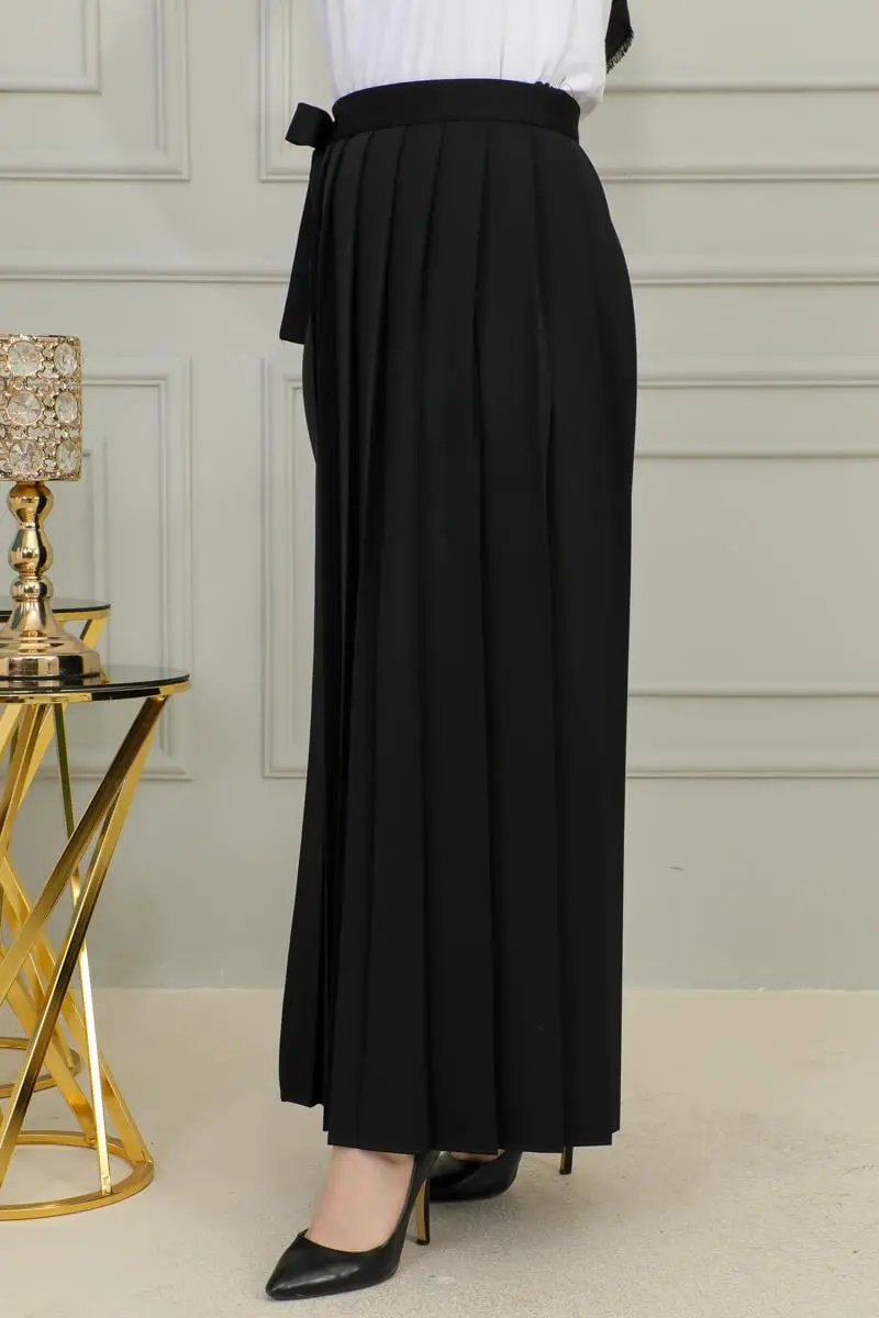 Piliseli Pantolon Etek Siyah-detail