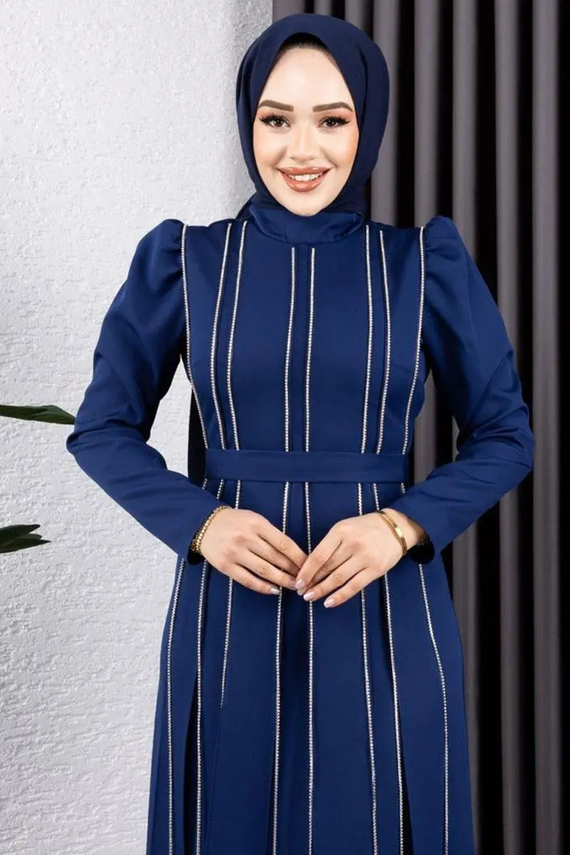 Pırlanta Taşlı Abiye Lacivert-detail