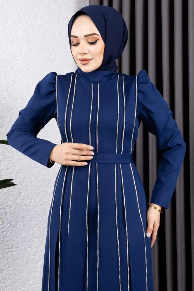Pırlanta Taşlı Abiye Lacivert-detail