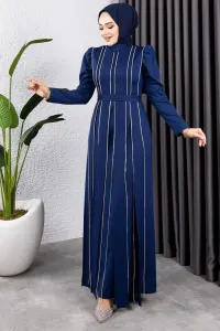 Pırlanta Taşlı Abiye Lacivert