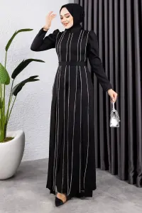 Pırlanta Taşlı Abiye Siyah