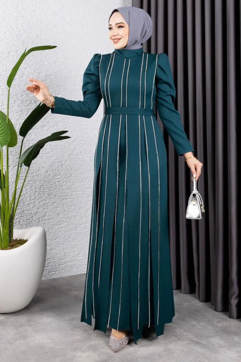 Pırlanta Taşlı Abiye Zümrüt Yeşili-detail