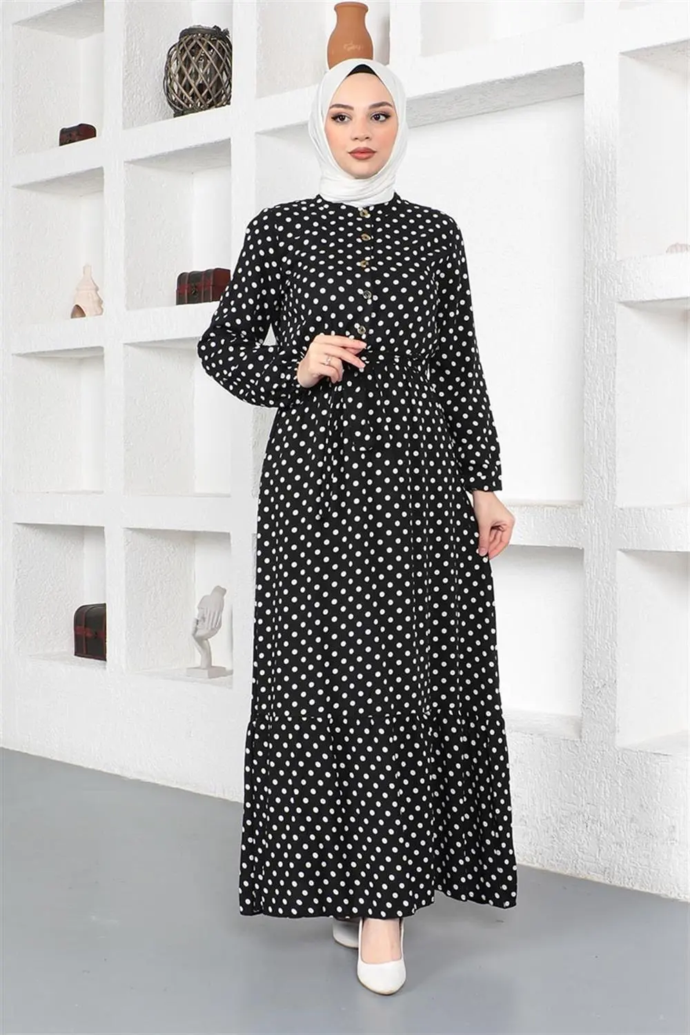 Polka Dot Patterned Viscose Dress-detail