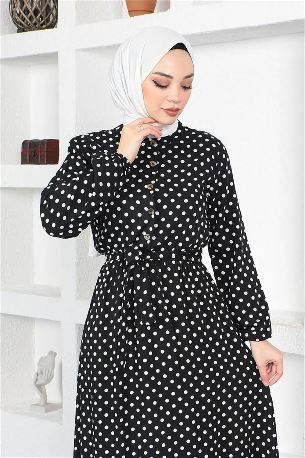 Polka Dot Patterned Viscose Dress-detail