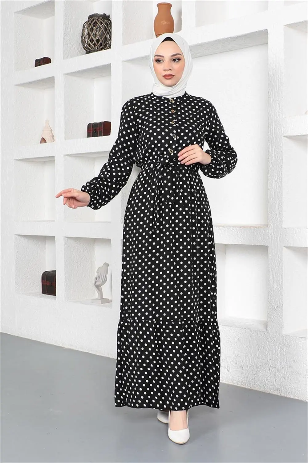 Polka Dot Patterned Viscose Dress