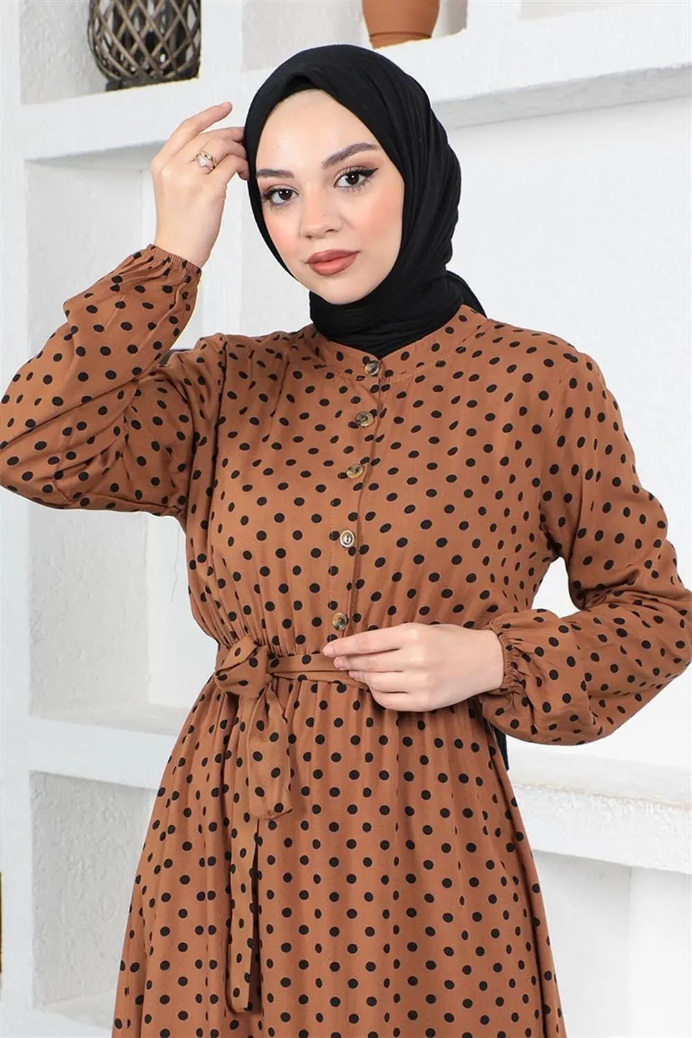 Puantiye Desenli Viskon Elbise-detail