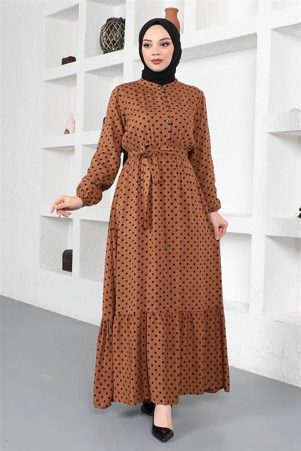 Puantiye Desenli Viskon Elbise-detail