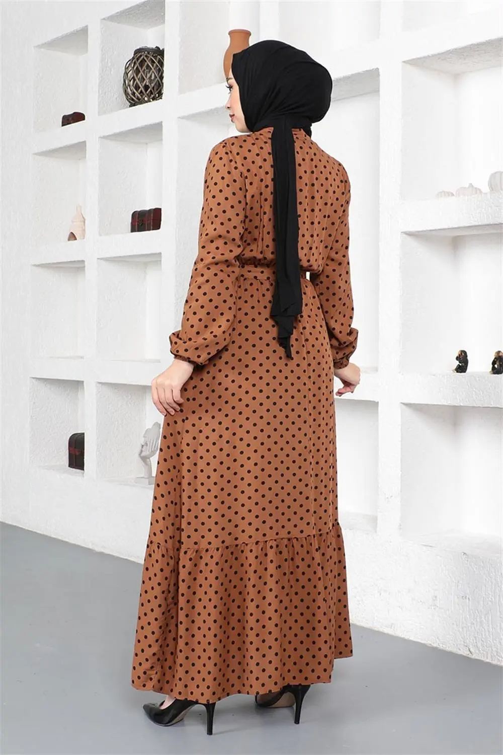 Puantiye Desenli Viskon Elbise-detail