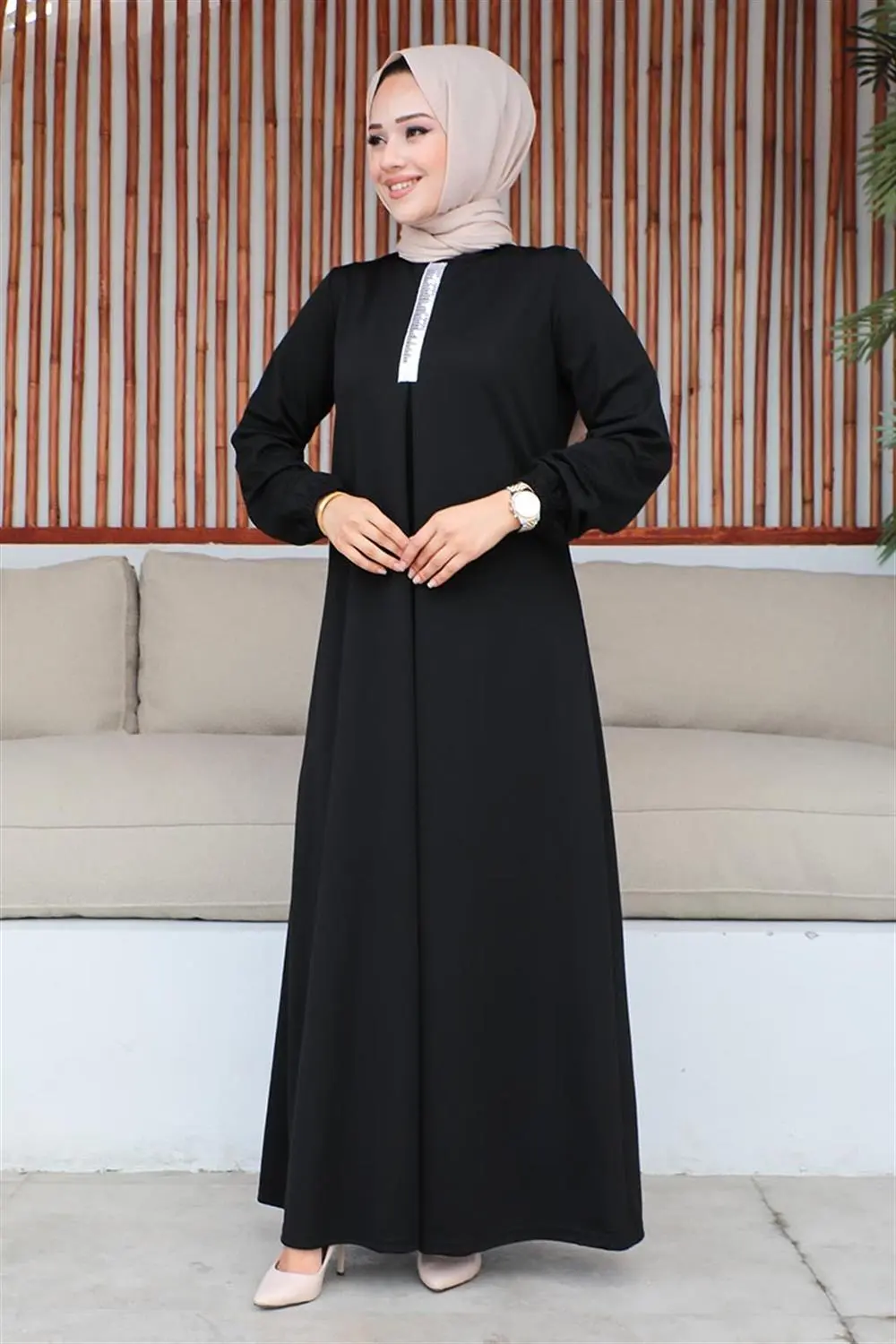 Pul Payetli Tesettür Elbise-detail