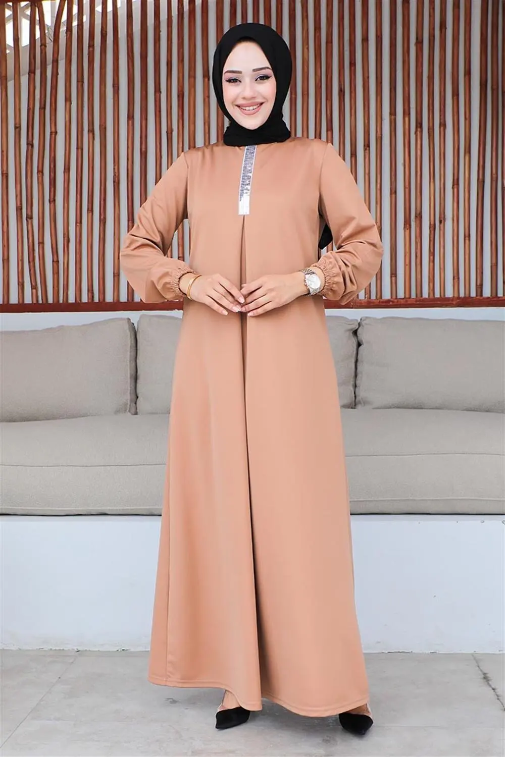 Pul Payetli Tesettür Elbise-detail